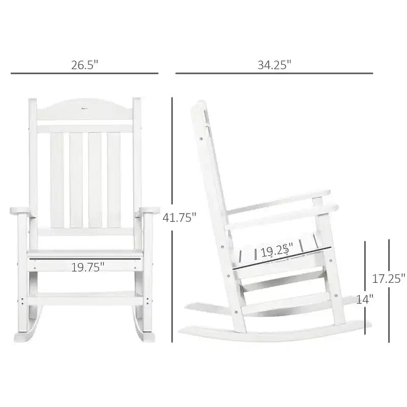 2 chaises à bascule d'extérieur avec accoudoirs, en PEHD imperméable et résistant à la décoloration pour l'intérieur et l'extérieur