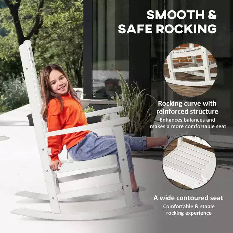 2 chaises à bascule d'extérieur avec accoudoirs, en PEHD imperméable et résistant à la décoloration pour l'intérieur et l'extérieur