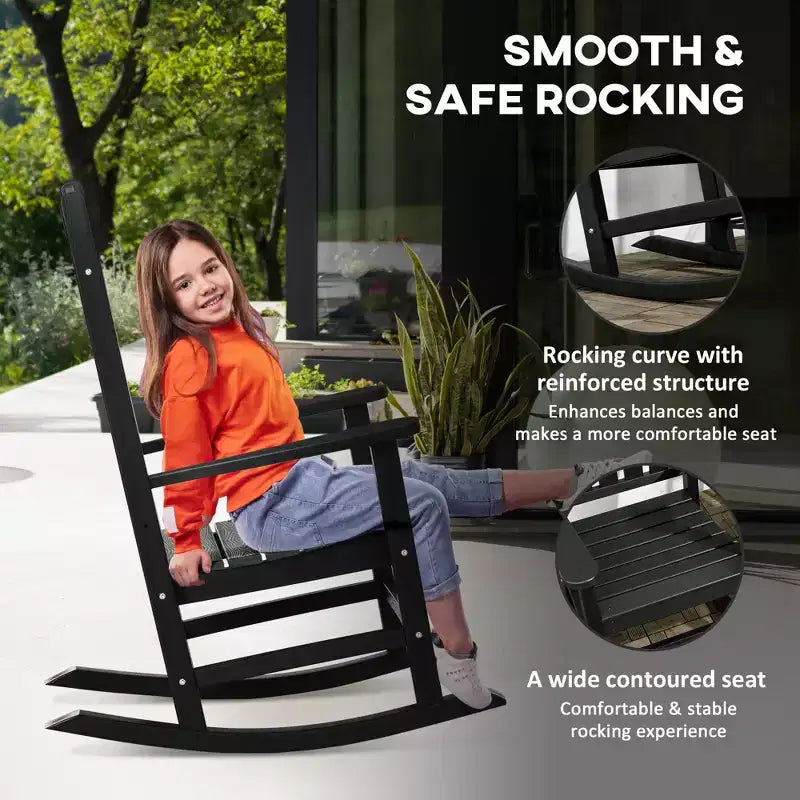 2 chaises à bascule d'extérieur avec accoudoirs, en PEHD imperméable et résistant à la décoloration pour l'intérieur et l'extérieur