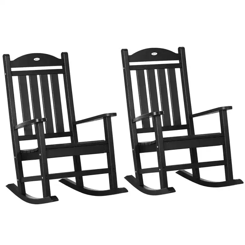 2PCs Outdoor Rocking Chair with Armrests, Fade-Resistant Waterproof HDPE for Indoor & Outdoor
