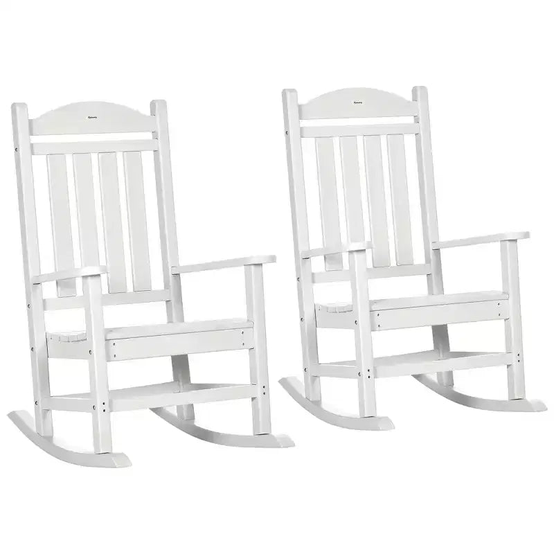 2 chaises à bascule d'extérieur avec accoudoirs, en PEHD imperméable et résistant à la décoloration pour l'intérieur et l'extérieur
