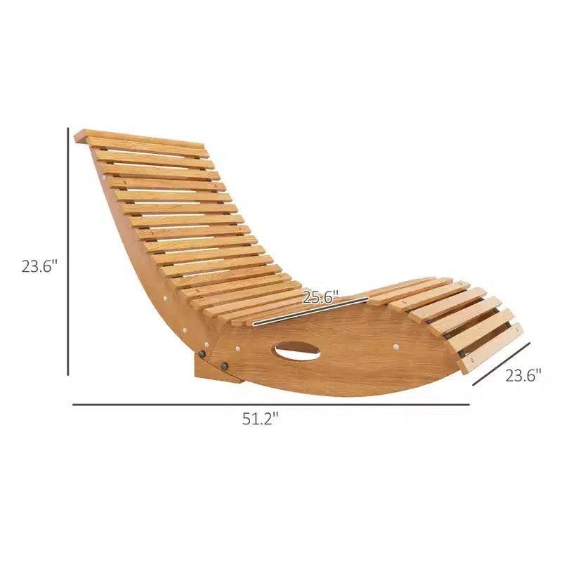 Fauteuil à bascule extérieur avec assise à lattes, 51,25 x 23,5 x 23,5