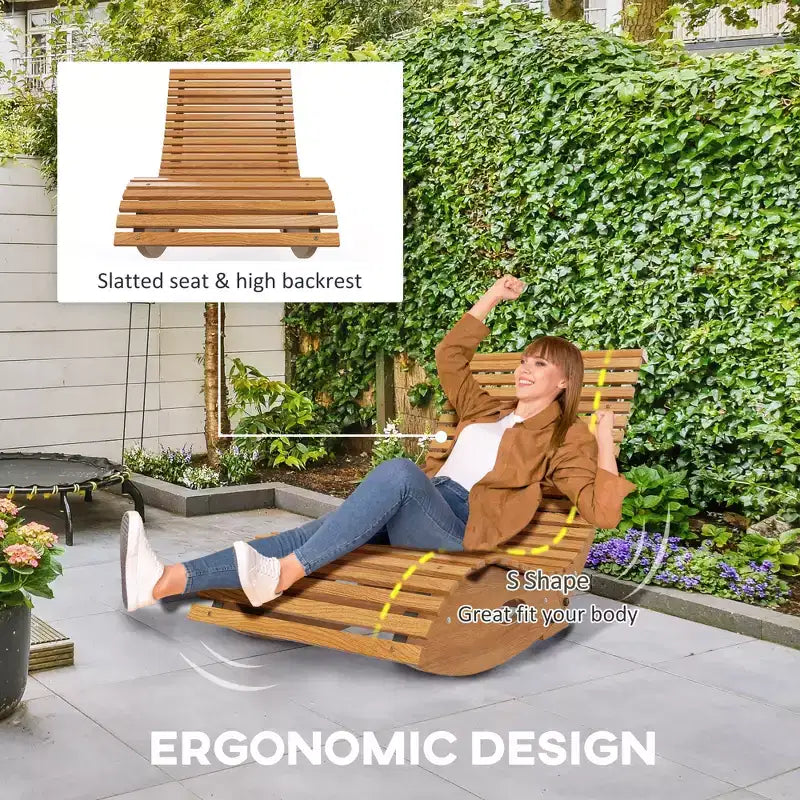 Fauteuil à bascule extérieur avec assise à lattes, 51,25 x 23,5 x 23,5