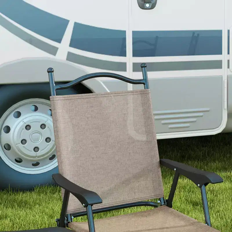 Ensemble de 4 chaises pliantes de camping pour patio, chaises de sport pour adultes avec accoudoirs, siège en tissu maillé pour pelouse