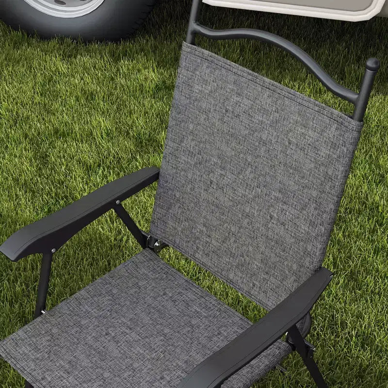 Ensemble de 4 chaises pliantes de camping pour patio, chaises de sport pour adultes avec accoudoirs, siège en tissu maillé pour pelouse