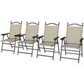 4 Piece Folding Patio Camping Chair Set, Sports Chairs for Adults with Armrests, Mesh Fabric Seat for Lawn