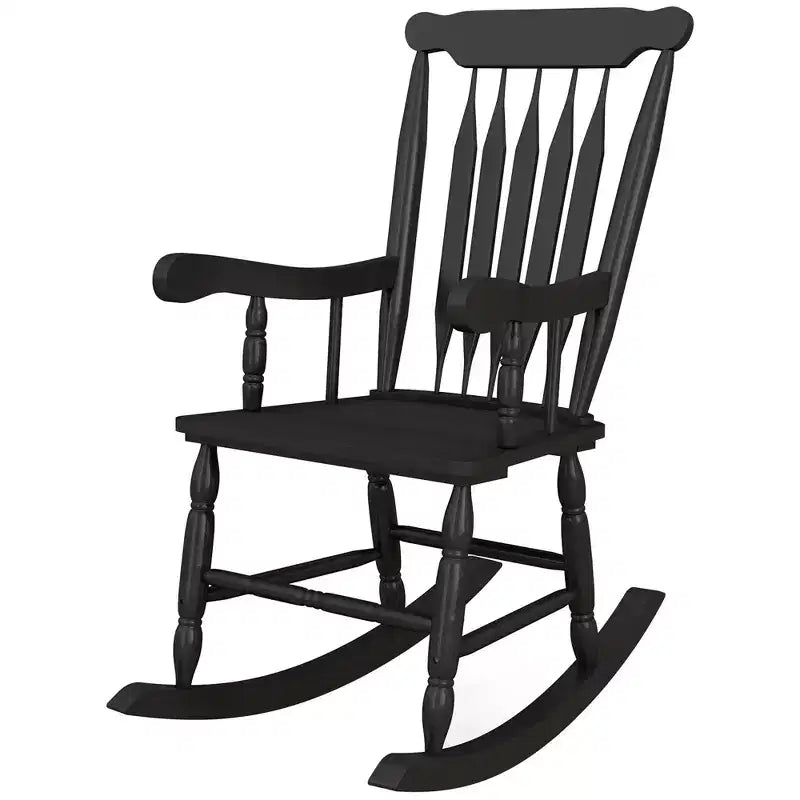Porch Rocker Chair, 350 lbs. Wooden Outdoor Rocking Chair with High Back for Garden, Patio, Balcony