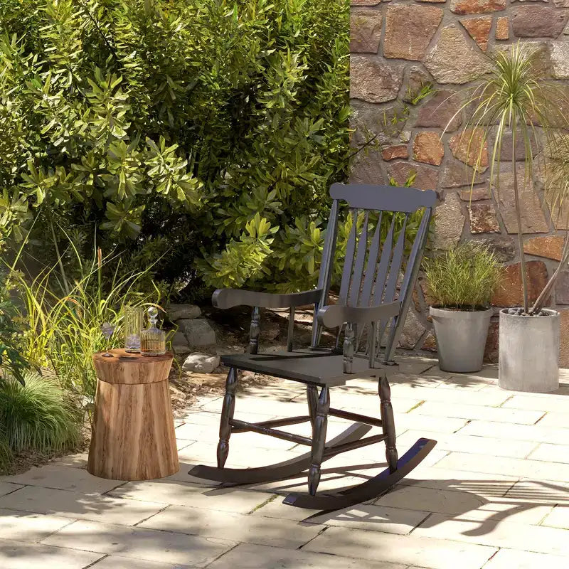 Fauteuil à bascule pour porche, 158 kg. Fauteuil à bascule d'extérieur en bois avec dossier haut pour jardin, terrasse, balcon