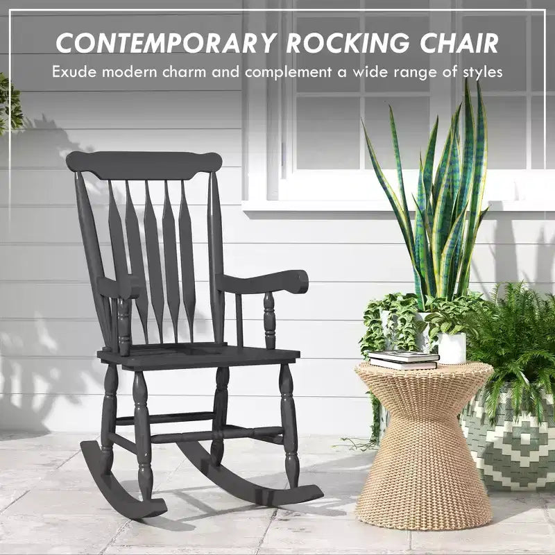 Fauteuil à bascule pour porche, 158 kg. Fauteuil à bascule d'extérieur en bois avec dossier haut pour jardin, terrasse, balcon