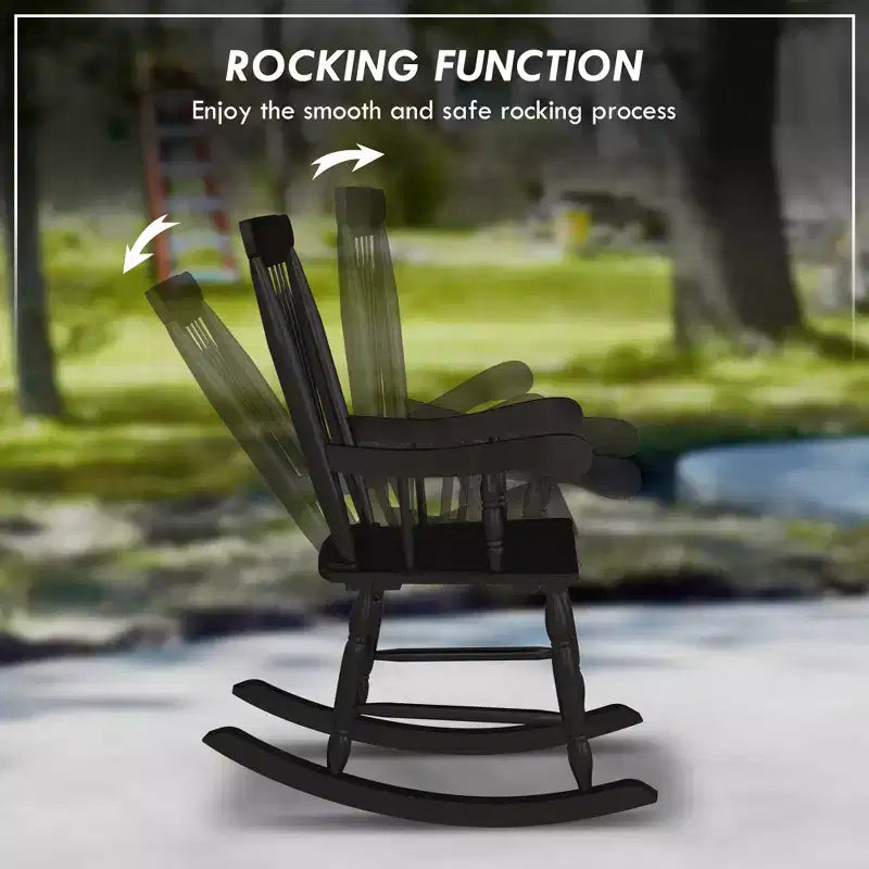 Fauteuil à bascule pour porche, 158 kg. Fauteuil à bascule d'extérieur en bois avec dossier haut pour jardin, terrasse, balcon