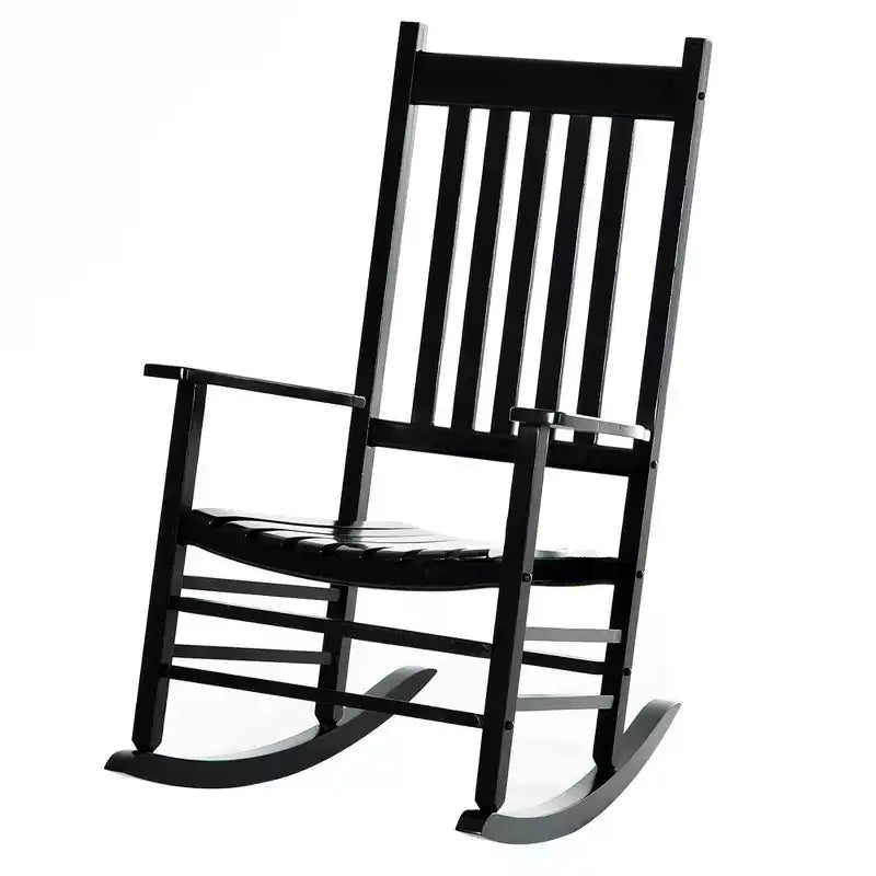 Wooden Outdoor Rocking Chair with Armrests, High Back for Garden, Patio, Balcony, Porch