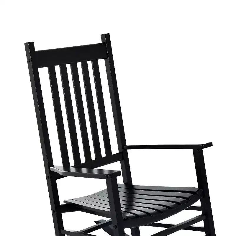 Fauteuil à bascule d'extérieur en bois avec accoudoirs et dossier haut pour jardin, patio, balcon, véranda