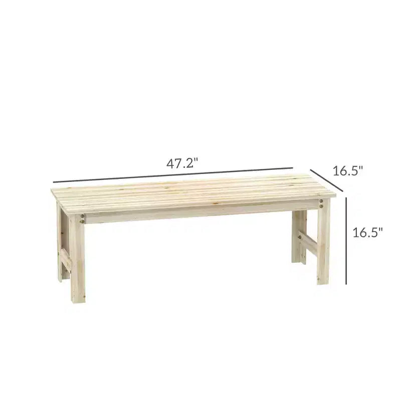 Banc de jardin 2 places en bois, banc de patio extérieur avec assise à lattes, banc de porche sans dossier pour parc, jardin, bord de piscine, terrasse