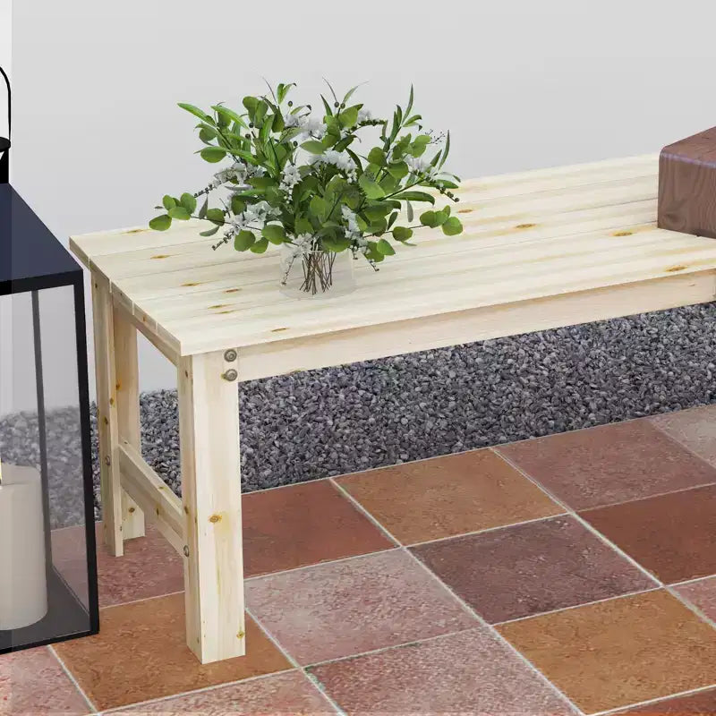 Banc de jardin 2 places en bois, banc de patio extérieur avec assise à lattes, banc de porche sans dossier pour parc, jardin, bord de piscine, terrasse