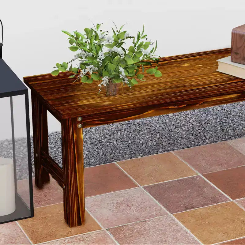 Banc de jardin 2 places en bois, banc de patio extérieur avec assise à lattes, banc de porche sans dossier pour parc, jardin, bord de piscine, terrasse