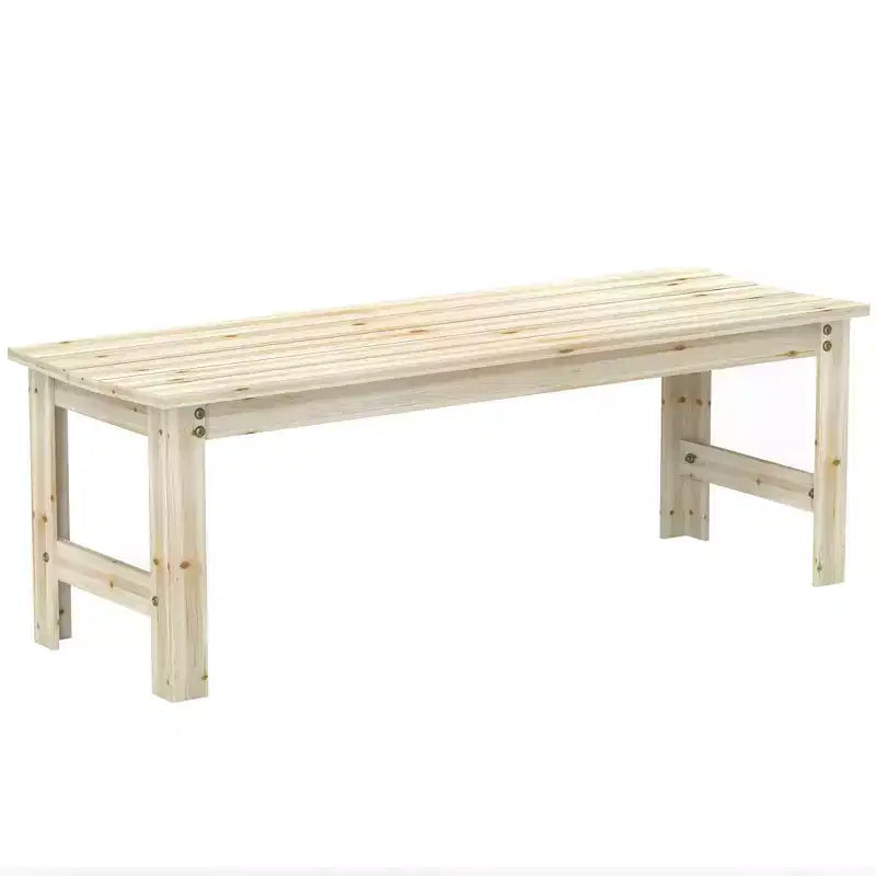 Banc de jardin 2 places en bois, banc de patio extérieur avec assise à lattes, banc de porche sans dossier pour parc, jardin, bord de piscine, terrasse