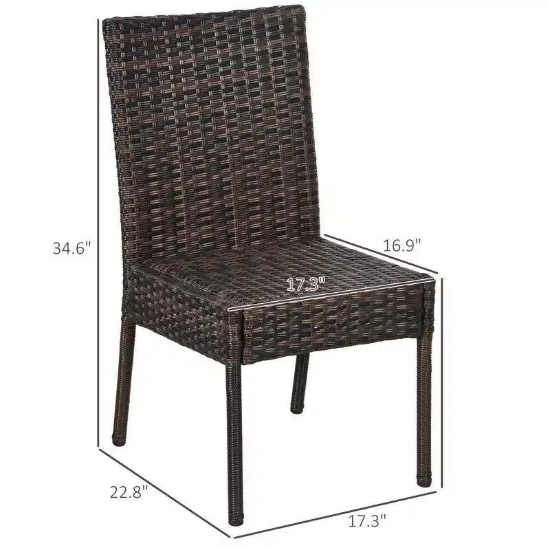 4 chaises de salle à manger d'extérieur en rotin PE avec coussins, chaises de salle à manger de patio en osier avec dossier