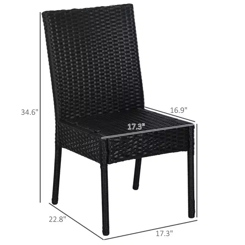 4 chaises de salle à manger d'extérieur en rotin PE avec coussins, chaises de salle à manger de patio en osier avec dossier