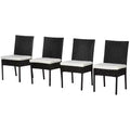 4 PE Rattan Outdoor Dining Chairs with Cushions, Patio Wicker Dining Chairs with Backrest