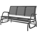 3-Person Outdoor Patio Glider Bench, Porch Glider Swing with 3 Seats, Breathable Mesh Fabric, Metal Frame