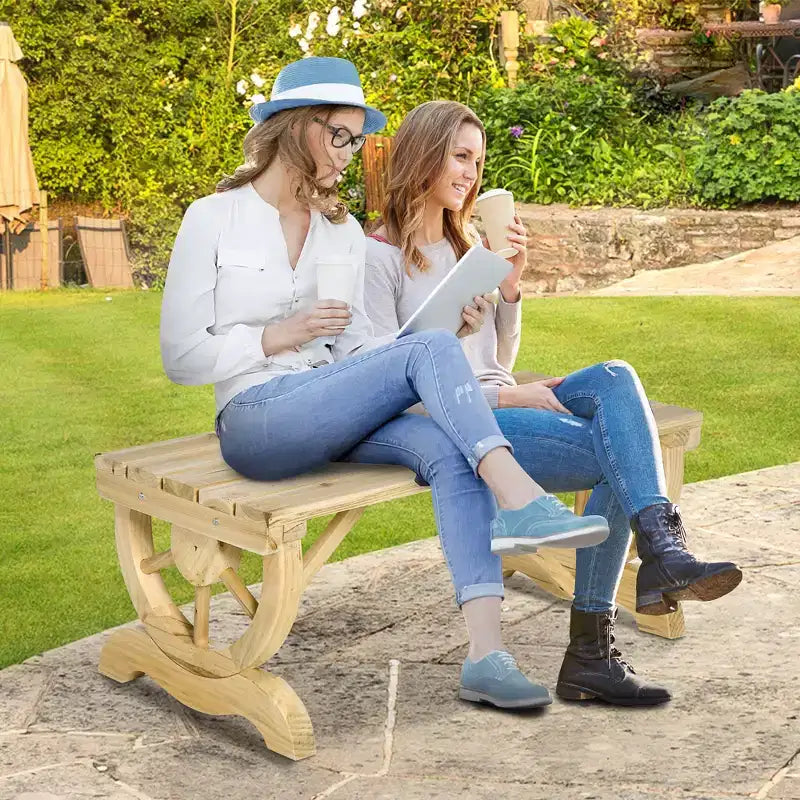 Banc de jardin à deux places, banc de porche avec roues de chariot pour l'extérieur, pour le jardin, le patio