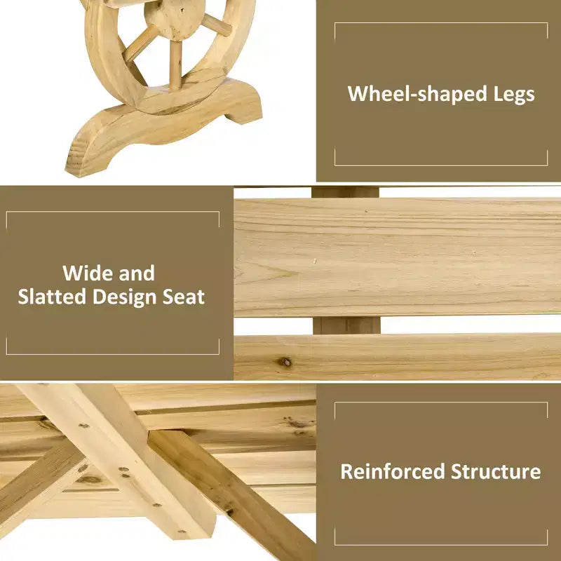 Banc de jardin à deux places, banc de porche avec roues de chariot pour l'extérieur, pour le jardin, le patio