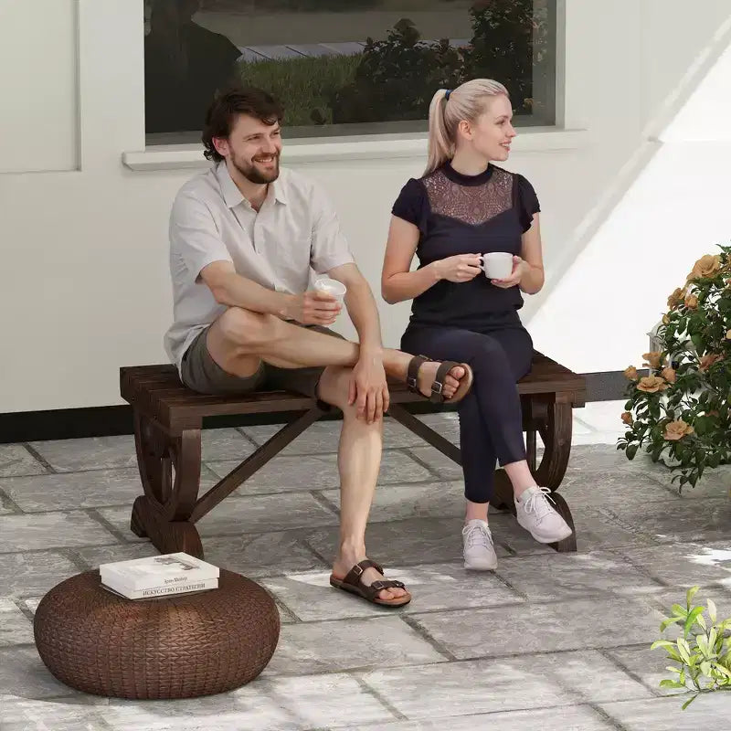 Banc de jardin à deux places, banc de porche avec roues de chariot pour l'extérieur, pour le jardin, le patio