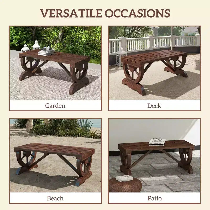Banc de jardin à deux places, banc de porche avec roues de chariot pour l'extérieur, pour le jardin, le patio