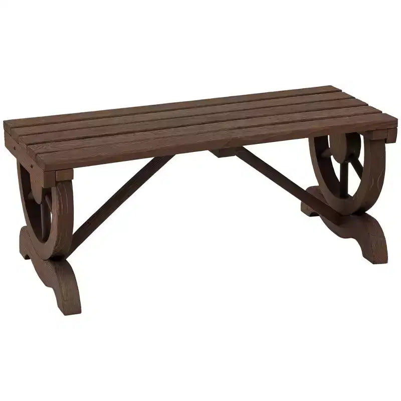 2-Person Garden Bench Outdoor Wagon Wheel Porch Bench for Backyard, Patio