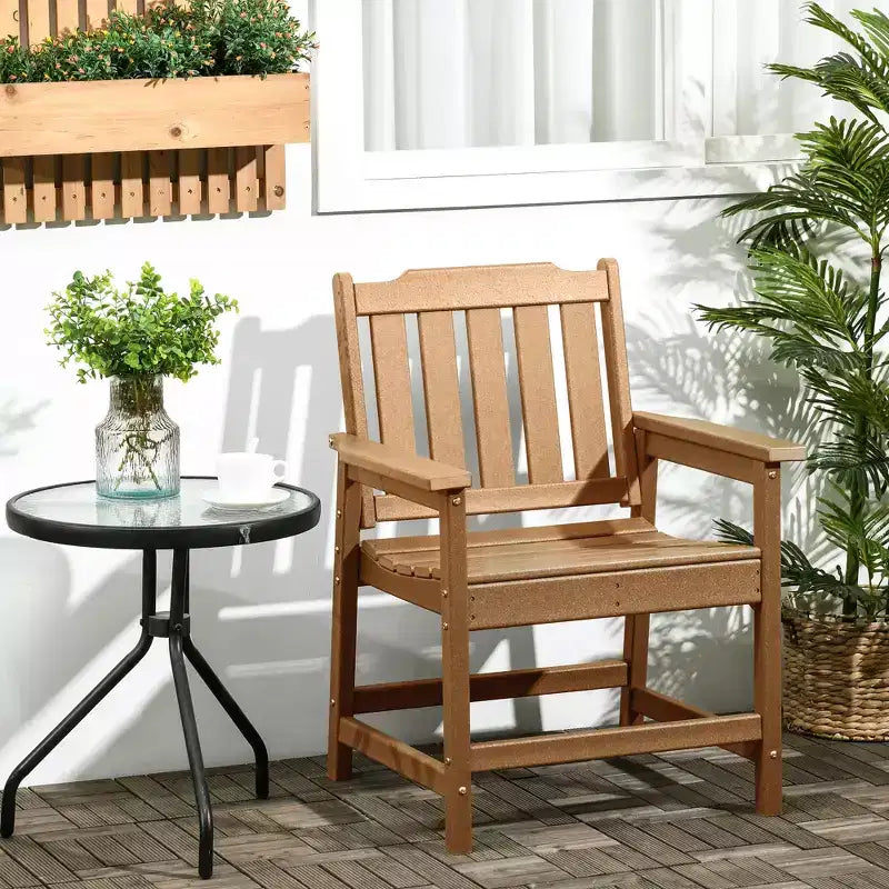 Chaise de terrasse tous temps, chaise de salle à manger de terrasse en PEHD, mobilier d'extérieur robuste imitation bois pour jardin, terrasse, porche, pelouse