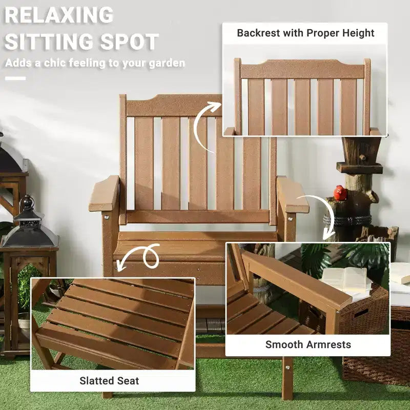 Chaise de terrasse tous temps, chaise de salle à manger de terrasse en PEHD, mobilier d'extérieur robuste imitation bois pour jardin, terrasse, porche, pelouse