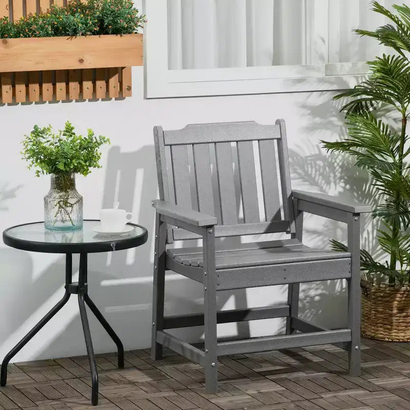 Chaise de terrasse tous temps, chaise de salle à manger de terrasse en PEHD, mobilier d'extérieur robuste imitation bois pour jardin, terrasse, porche, pelouse