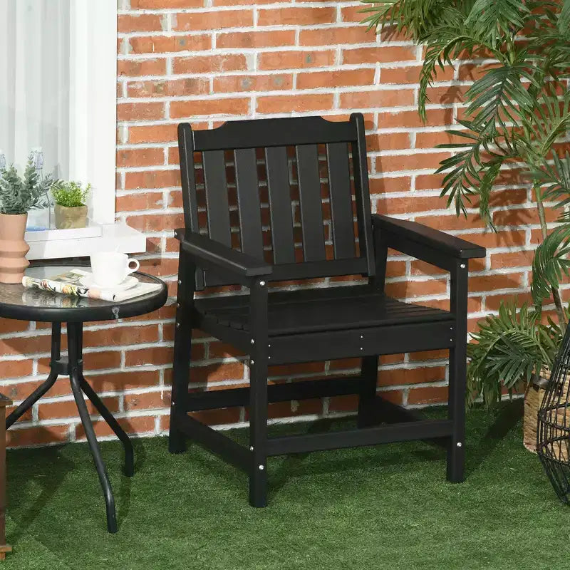 Chaise de terrasse tous temps, chaise de salle à manger de terrasse en PEHD, mobilier d'extérieur robuste imitation bois pour jardin, terrasse, porche, pelouse