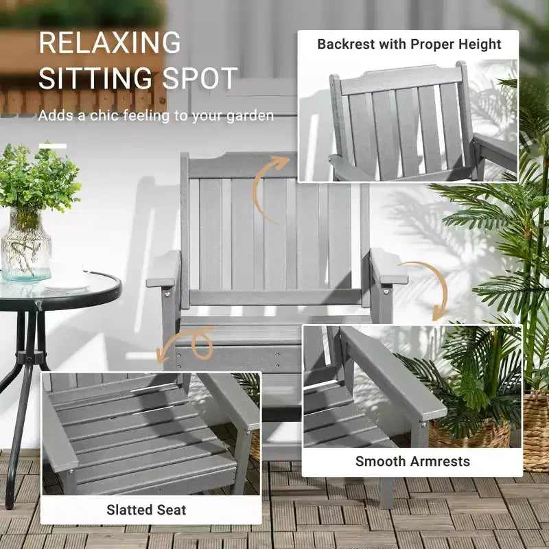Chaise de terrasse tous temps, chaise de salle à manger de terrasse en PEHD, mobilier d'extérieur robuste imitation bois pour jardin, terrasse, porche, pelouse