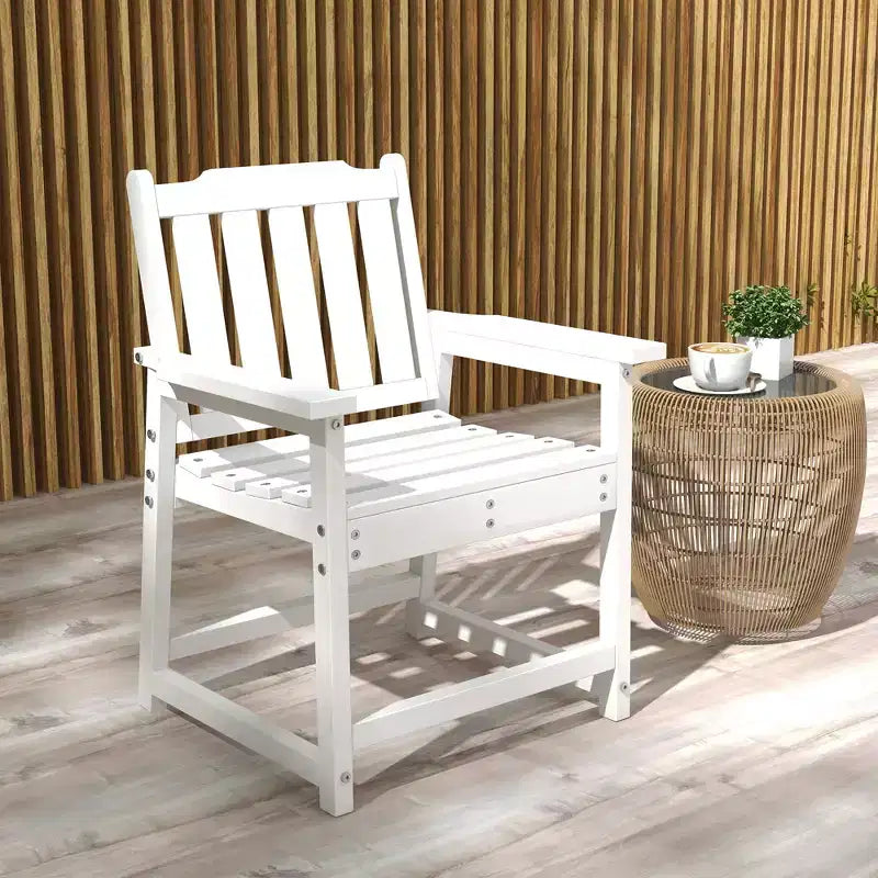 Chaise de terrasse tous temps, chaise de salle à manger de terrasse en PEHD, mobilier d'extérieur robuste imitation bois pour jardin, terrasse, porche, pelouse