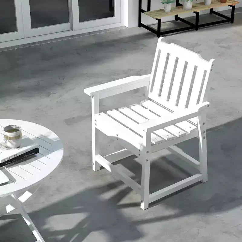 Chaise de terrasse tous temps, chaise de salle à manger de terrasse en PEHD, mobilier d'extérieur robuste imitation bois pour jardin, terrasse, porche, pelouse