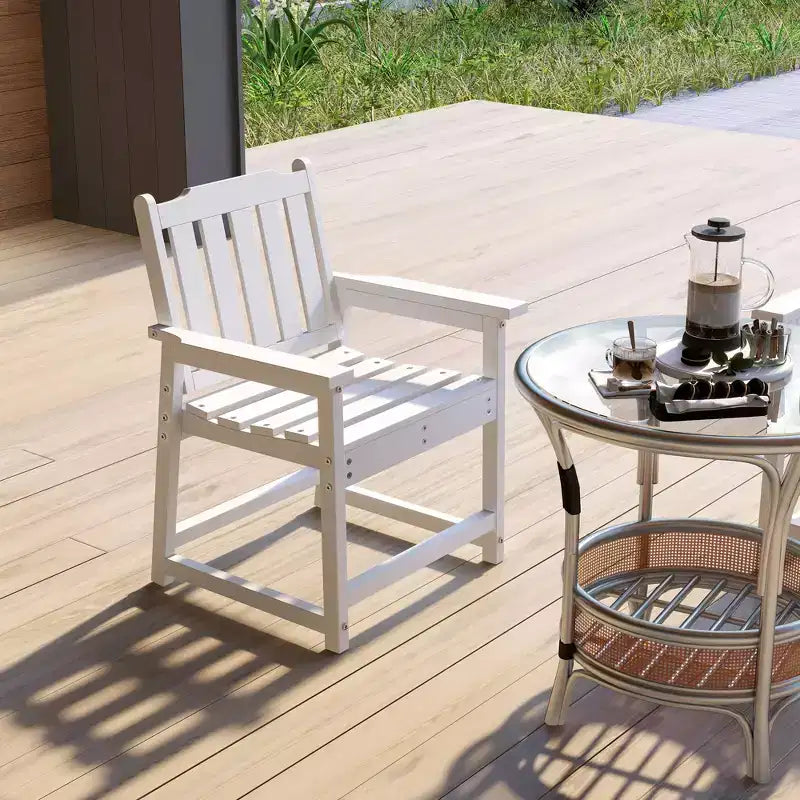 Chaise de terrasse tous temps, chaise de salle à manger de terrasse en PEHD, mobilier d'extérieur robuste imitation bois pour jardin, terrasse, porche, pelouse