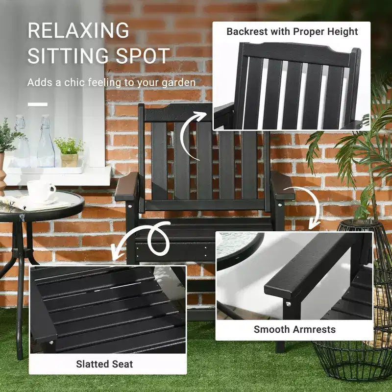 Chaise de terrasse tous temps, chaise de salle à manger de terrasse en PEHD, mobilier d'extérieur robuste imitation bois pour jardin, terrasse, porche, pelouse