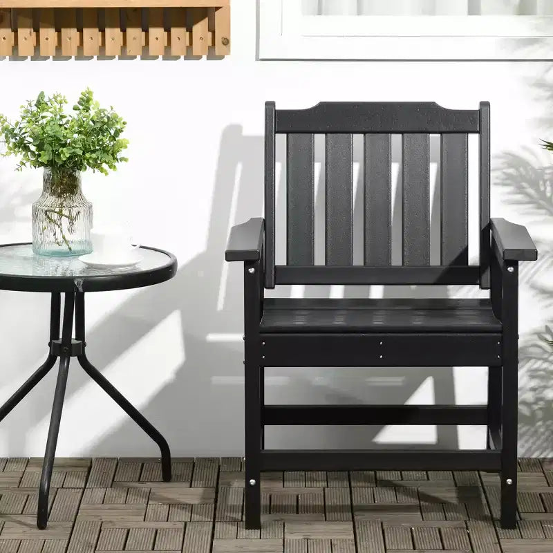 Chaise de terrasse tous temps, chaise de salle à manger de terrasse en PEHD, mobilier d'extérieur robuste imitation bois pour jardin, terrasse, porche, pelouse