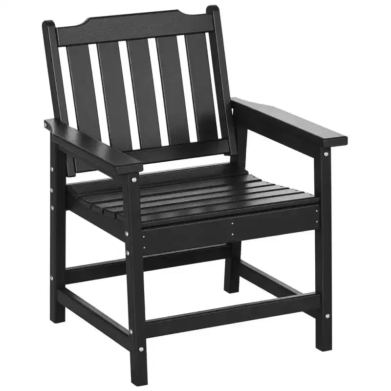 All-Weather Patio Chair, HDPE Patio Dining Chair, Heavy Duty Wood-Like Outdoor Furniture for Garden, Deck, Porch, Lawn