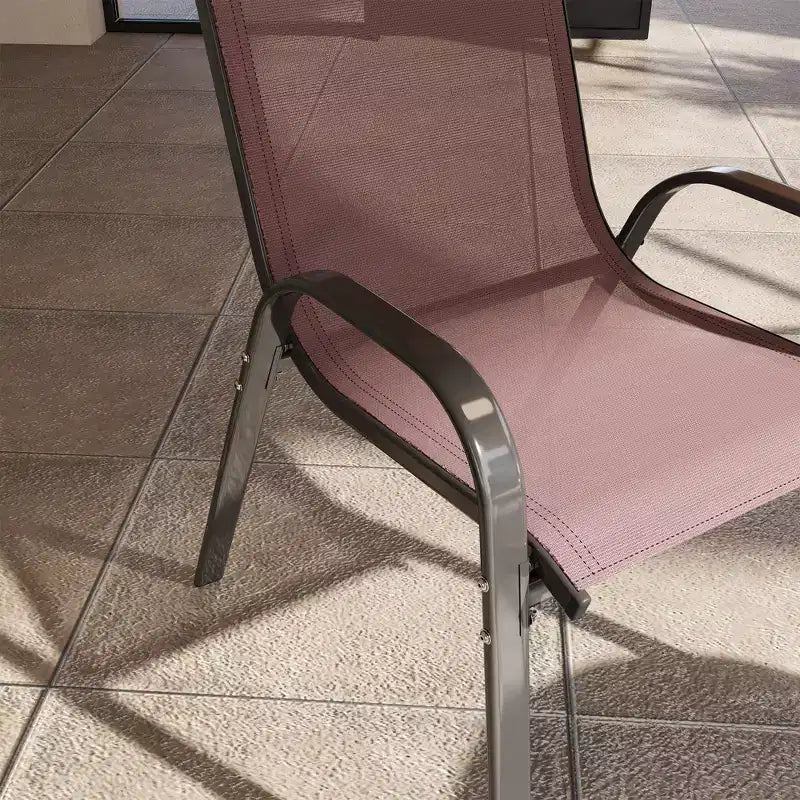 Lot de 4 chaises de salle à manger d'extérieur, chaises de patio empilables avec dossier haut, assise en maille respirante pour jardin et pelouse