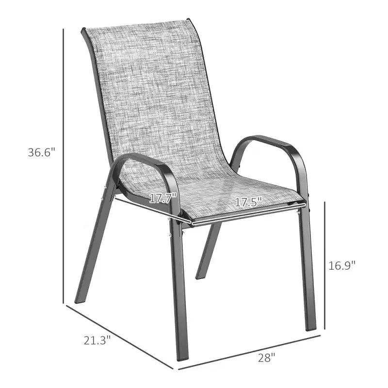 Lot de 4 chaises de salle à manger d'extérieur, chaises de patio empilables avec dossier haut, assise en maille respirante pour jardin et pelouse