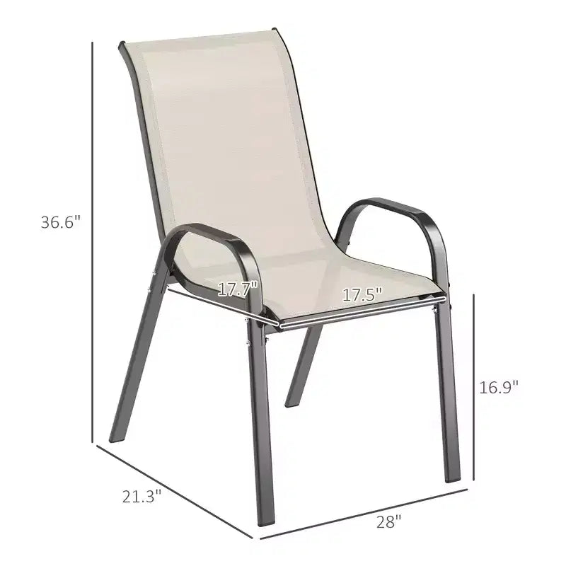 Lot de 4 chaises de salle à manger d'extérieur, chaises de patio empilables avec dossier haut, assise en maille respirante pour jardin et pelouse