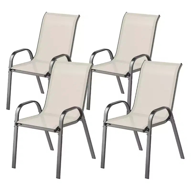 Set of 4 Outdoor Dining Chairs, Stackable Patio Chairs with High Back, Breathable Mesh Seat for Garden Lawn