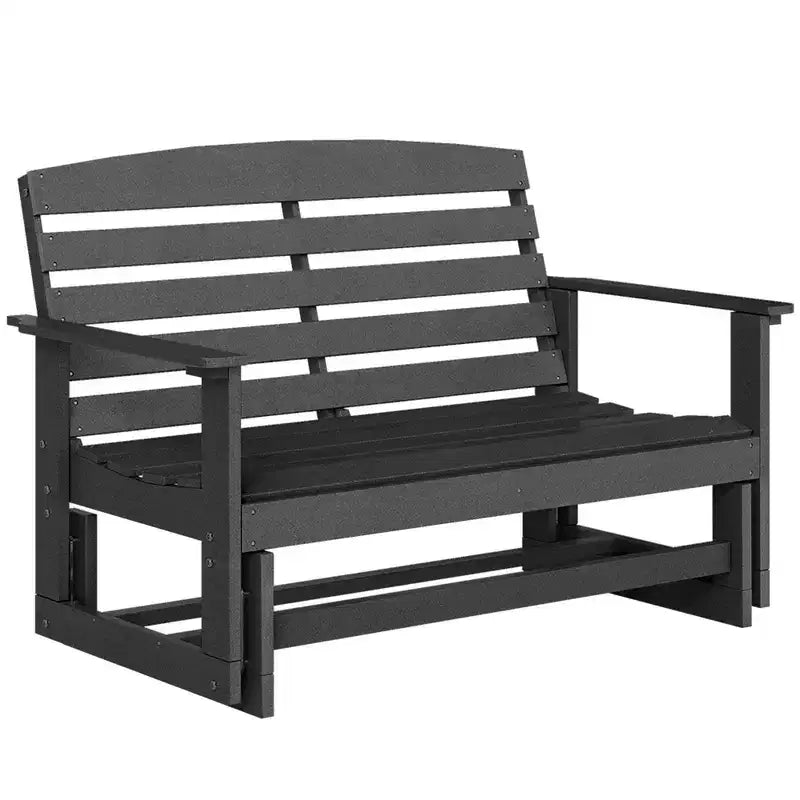 Patio Glider Bench w/ HDPE Slatted Double Rocking Chair