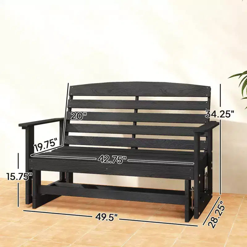 Banc balancelle de terrasse avec fauteuil à bascule double à lattes en PEHD