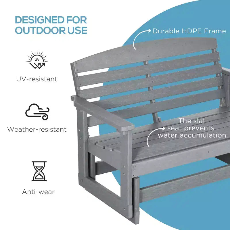 Banc balancelle de terrasse avec fauteuil à bascule double à lattes en PEHD