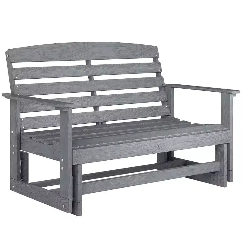 Banc balancelle de terrasse avec fauteuil à bascule double à lattes en PEHD
