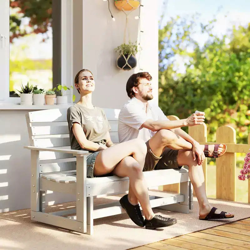 Banc balancelle de terrasse avec fauteuil à bascule double à lattes en PEHD