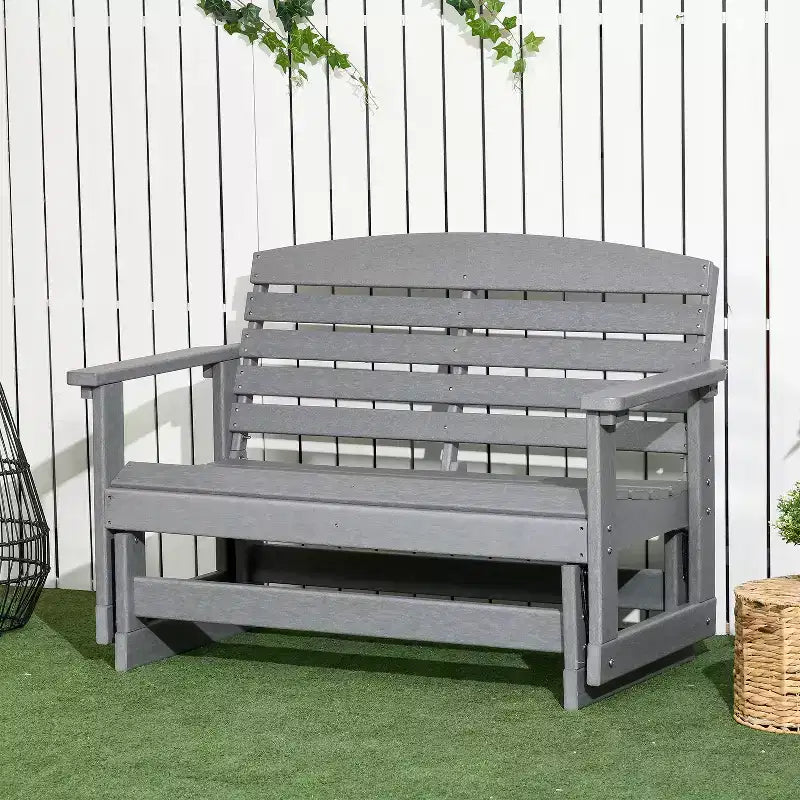 Banc balancelle de terrasse avec fauteuil à bascule double à lattes en PEHD